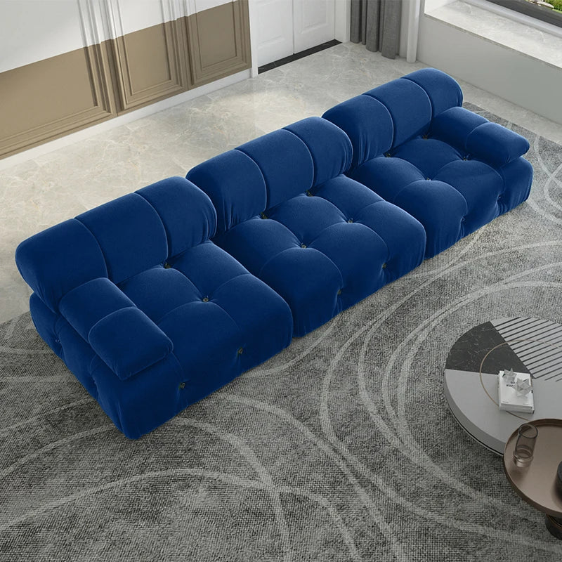 Green or Blue Velvet Modular Sectional Sofa, 104" Mid-Century Reversible Couch with Chaise – Stylish modular sectional sofa for modern living rooms.