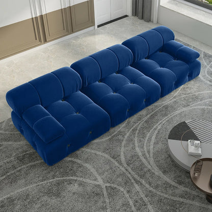 Green or Blue Velvet Modular Sectional Sofa, 104" Mid-Century Reversible Couch with Chaise – Stylish modular sectional sofa for modern living rooms.