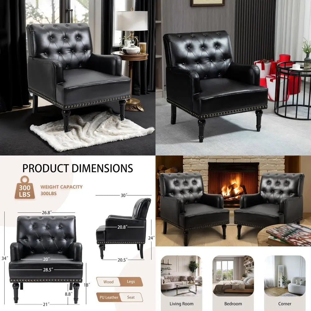Black Classic Cigar Style Living Room Chair