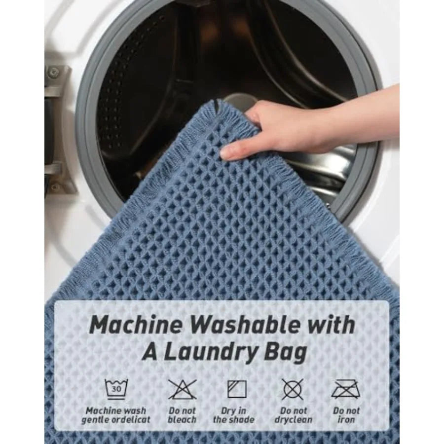 Blue Super Absorbent Upgraded Waffle Runner Rug  