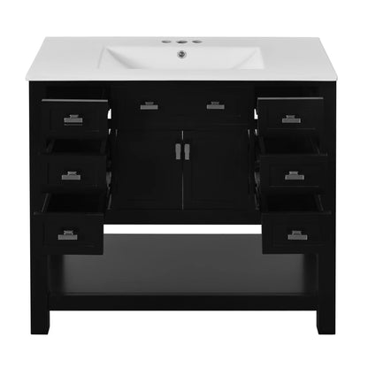 Modern 36'' Independent Bathroom Vanity w/Mounted Ceramic Sink
