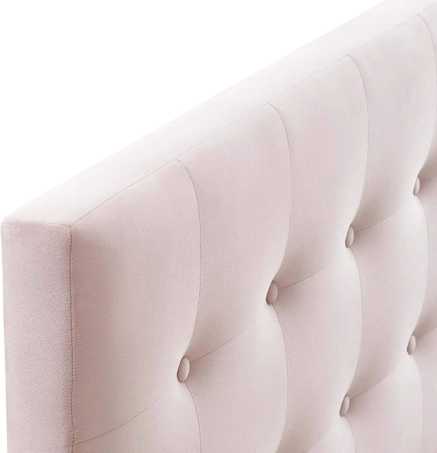 Elegant Queen Size Velvet Pink Headboard w/Tufted Design