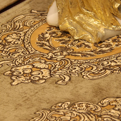 Close-up of High Quality Chenille Noble Table Runner showcasing the soft texture and double needle stitching, emphasizing quality and longevity. A prime example of a premium chenille table runner.