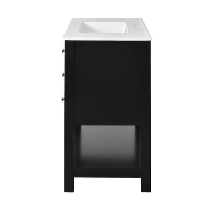 Modern 36'' Independent Bathroom Vanity w/Mounted Ceramic Sink