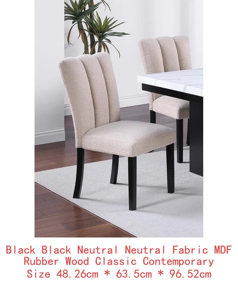 Classic Two-Tone White Faux Marble Top Dining Set with 6 Side Chairs