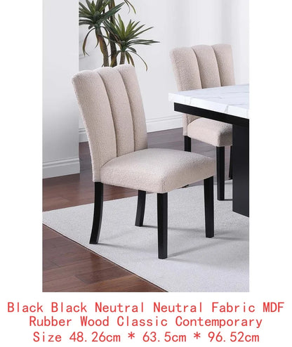 Classic Two-Tone White Faux Marble Top Dining Set with 6 Side Chairs