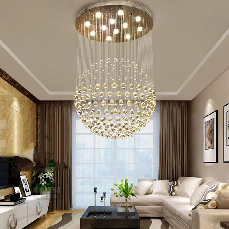 Modern 6-Light K9 Crystal Raindrop Chandelier