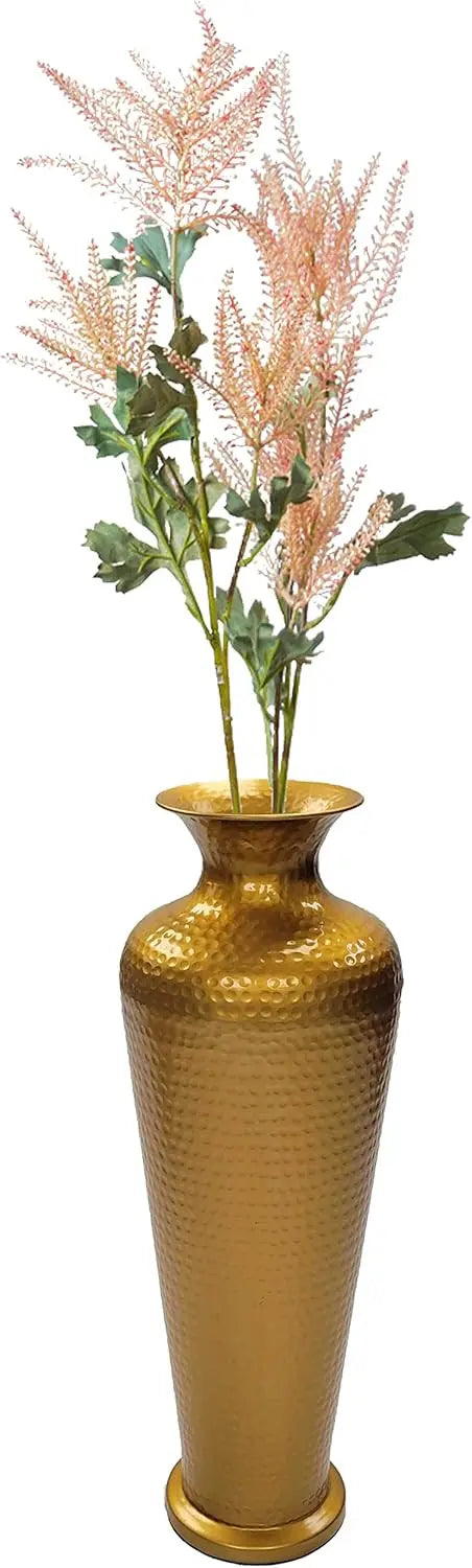 Modern Gold Metal Hammered Elegant Floor Vase