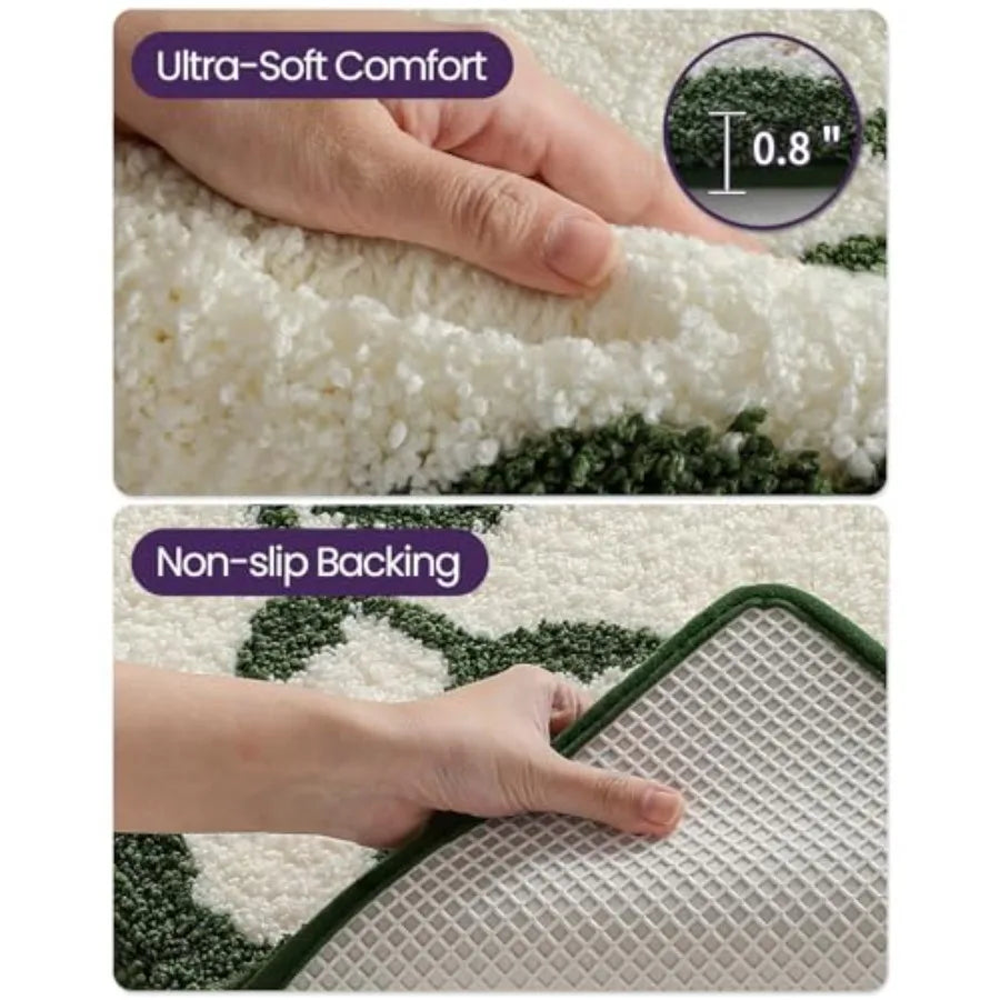 32x20 Microfiber Floral Bath Mat placed in a stylish bathroom, enhancing the decor with its charming floral design.