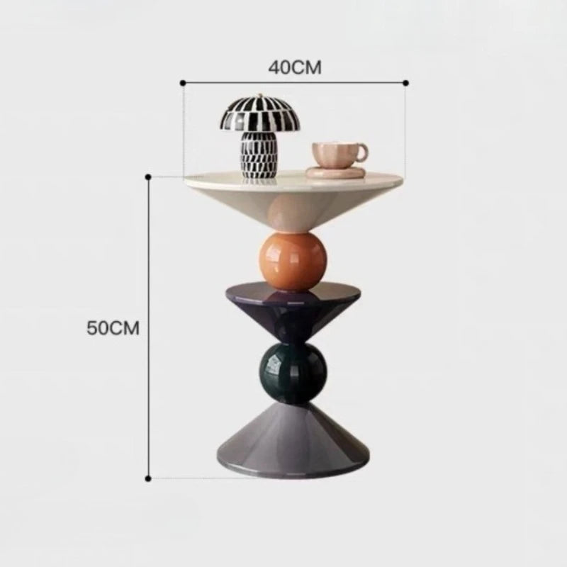 Modern Geometric FRP Black Round Side Table w/a High-gloss Finish