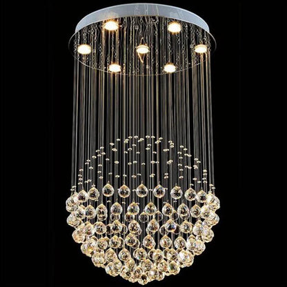 Modern 6-Light K9 Crystal Raindrop Chandelier