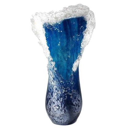 Modern &  Majestical Ocean Blue Sea Wave Resin Flower Vase