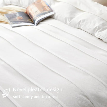 Modern Lightweight Queen Size 3-Piece White Duvet Cover