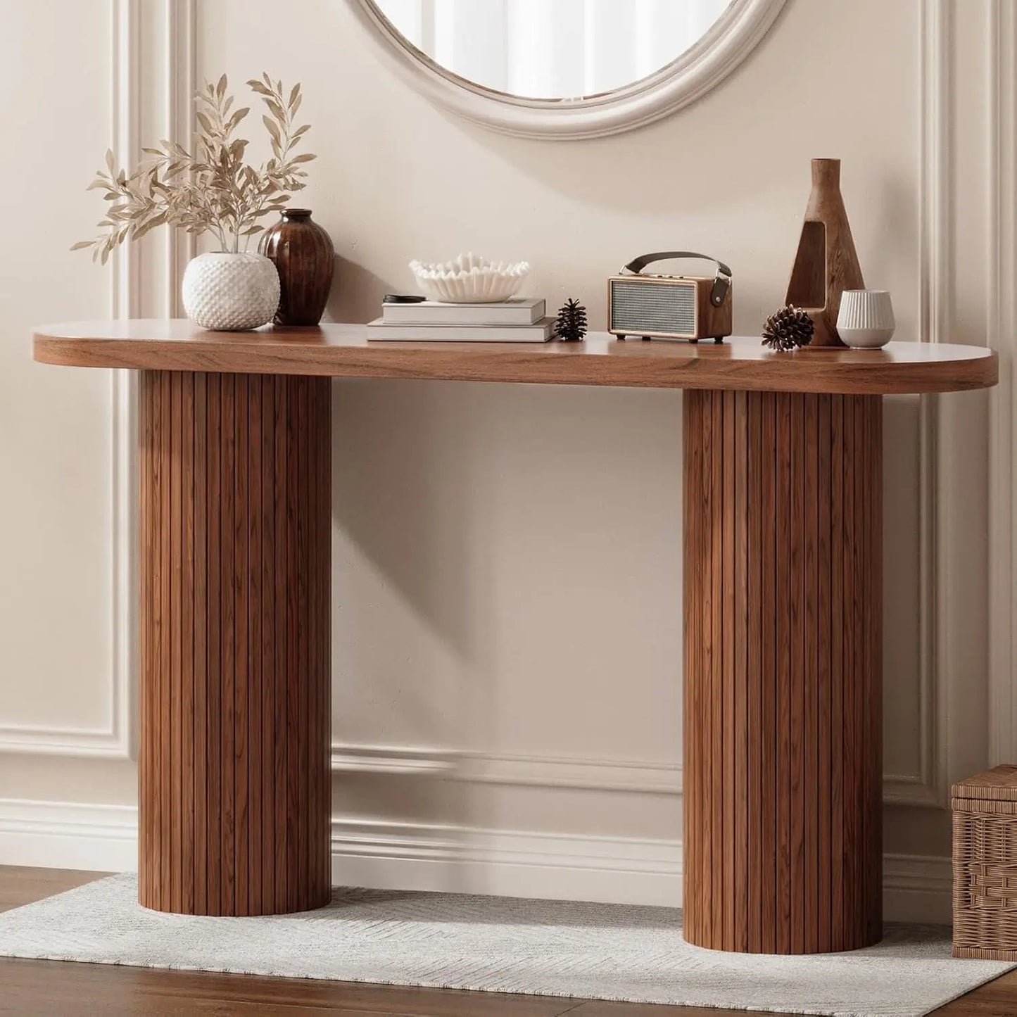 55" Fluted Entryway Table~Wood Console Table