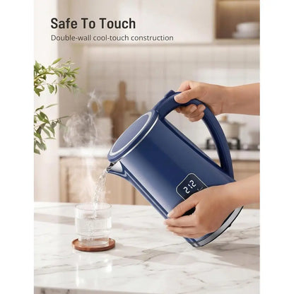 1.7L Temperature Control Electric Kettle with 6 Presets, LED Display & 4-Hour Keep Warm, 1.7-liter blue temperature control electric kettle