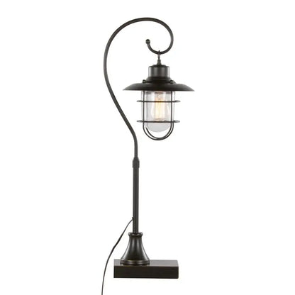Close-up of the caged glass shade on the Set of 2 Contemporary 33" Tyr Metal Task Lamps, stylish choice for contemporary metal desk lamps.