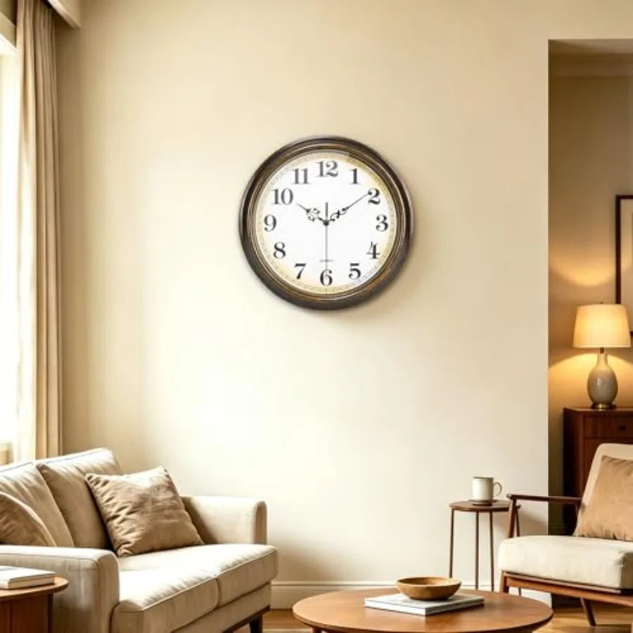 Vintage Bronze Wall Clock, highlighting the classic charm and large numerals for easy reading.