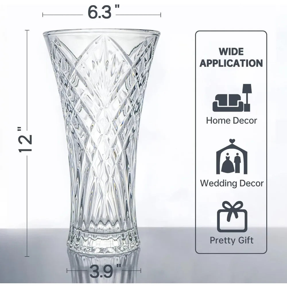 Tall Crystal Glass Flower Vase