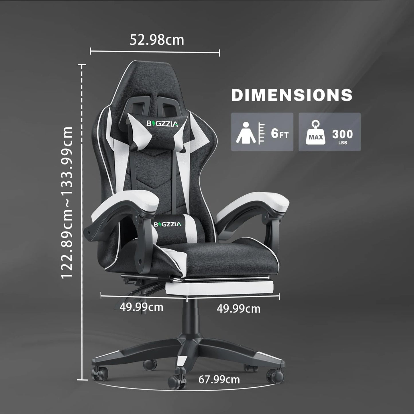 Ergonomic Design Tall Gaming Chair w/Footrest
