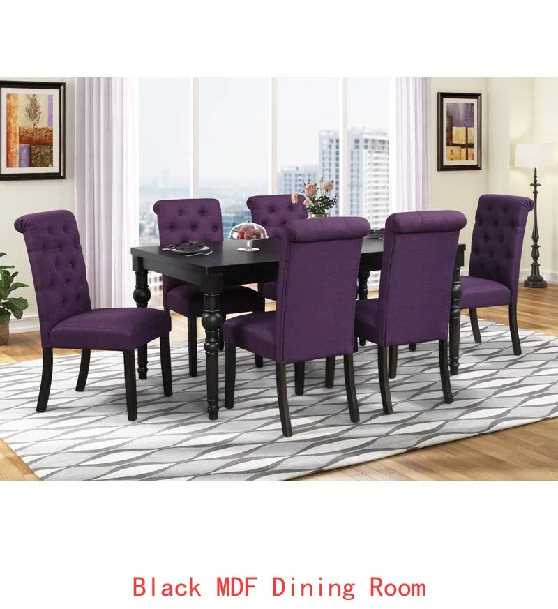 The Urban Style Dark-Wash Wood Dining Set in a well-decorated dining area, combining sophistication and modern flair.
