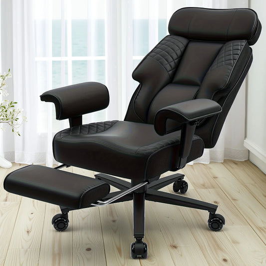 Ergonomic Faux Leather Black Office Chair w/Lumber Support