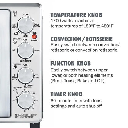 45L Countertop Convection/Rotisserie Oven With French Doors