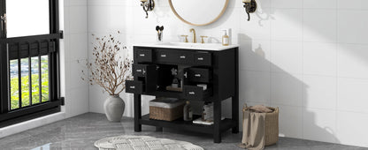 Modern 36'' Independent Bathroom Vanity w/Mounted Ceramic Sink