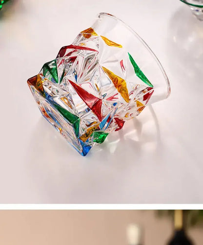 "The Rainbow Glossy" Handmade Lead-free Crystal Glass Whiskey Glass