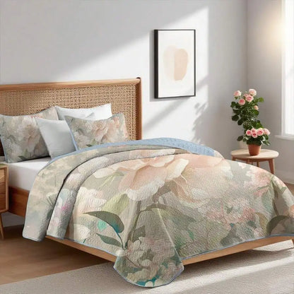 Davulos Plaid Patchwork Quilt Set Queen, 3-Piece Gray Reversible Microfiber Bedspread with Pillow Shams, plaid quilt set on a farmhouse bed