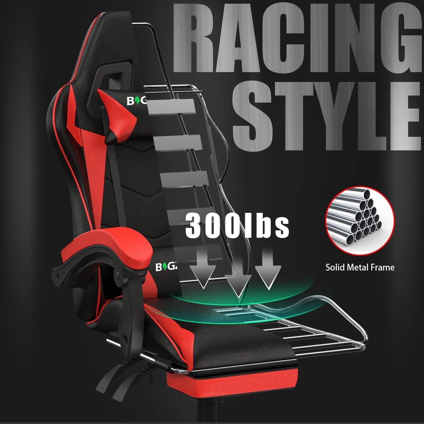 Ergonomic Design Tall Gaming Chair w/Footrest
