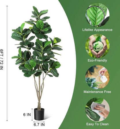 Tall Ecofriendly Faux Fiddle Leaf Fig Tree