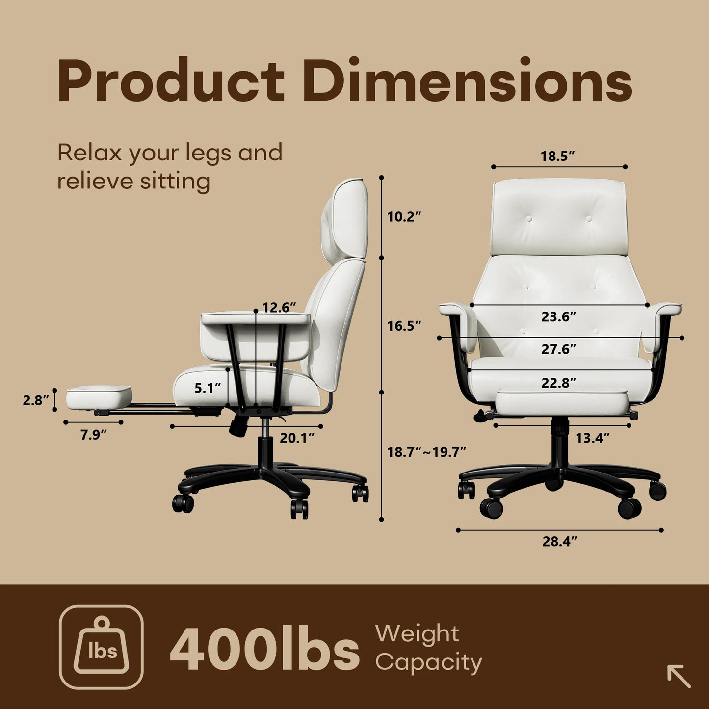 Executive Big & Tall Reclining Office Chair w/Footrest