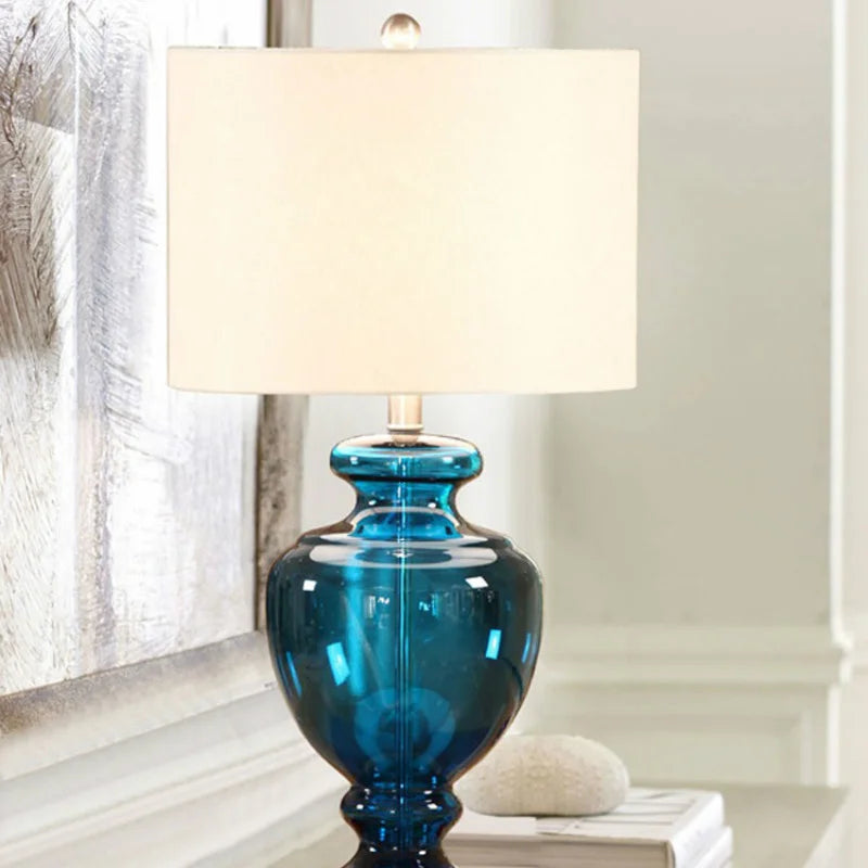 Blue Gourd Vase Glass Table Lamp