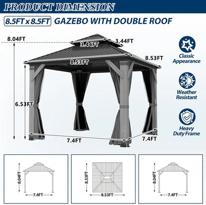 10 x 10 Gray Outdoor Wood Post Gazebo