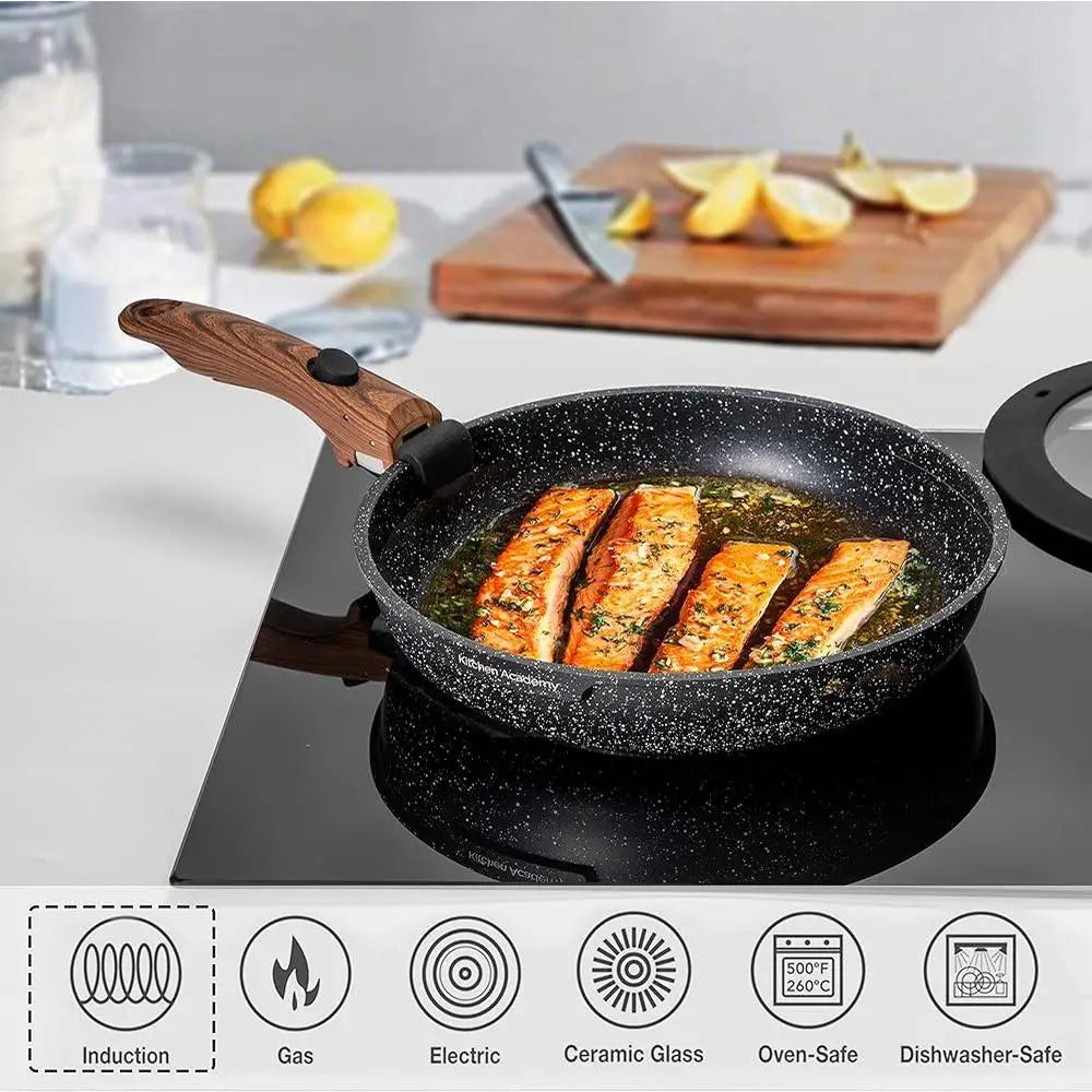 10-Piece Compact Kitchen Cookware Set in Black