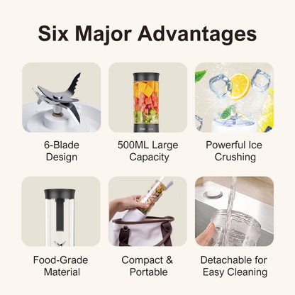 GREENNOVO Portable Blender 500ML - USB Rechargeable Personal Juicer Cup showing compact travel size