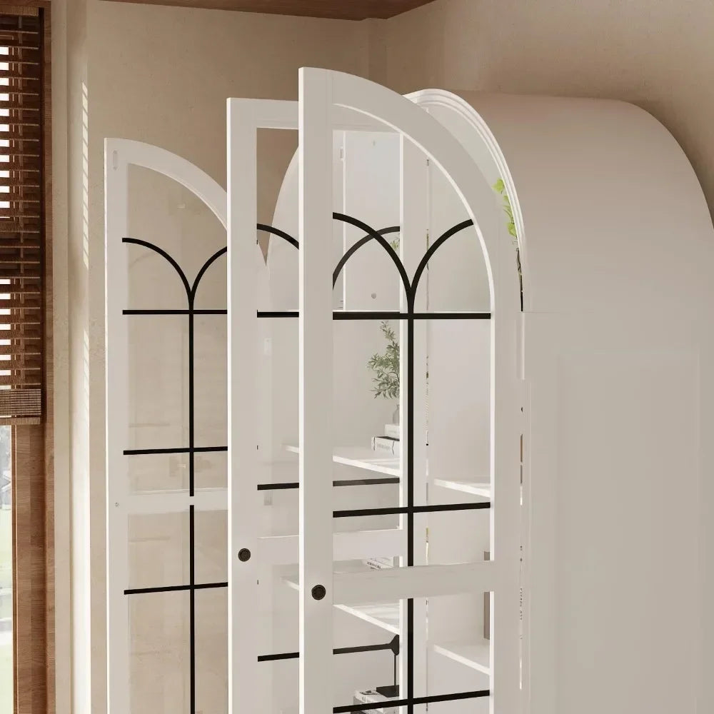 White Arched Curio Cabinet w/Glass Doors