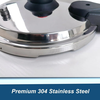 Heavy Duty 304 Stainless Steel 8.5 Quart Pressure Cooker ~ Serves 6-8 — 8.5 quart heavy duty stainless steel cooking capacity