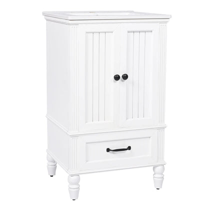 Modern & Independent 20" White Bathroom Vanity w/Semilune Ceramic Sink