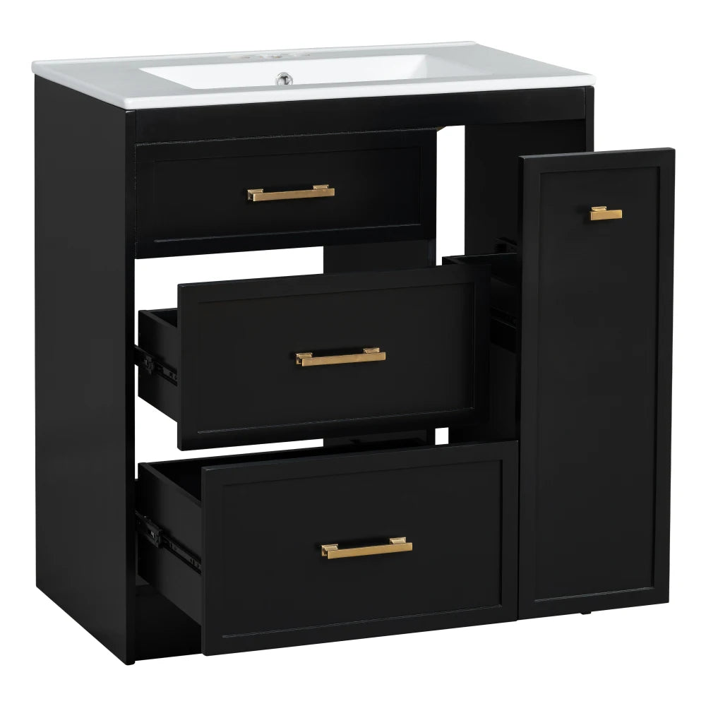 Classic 30" Bathroom Vanity Set w/Premium Ceramic Sink