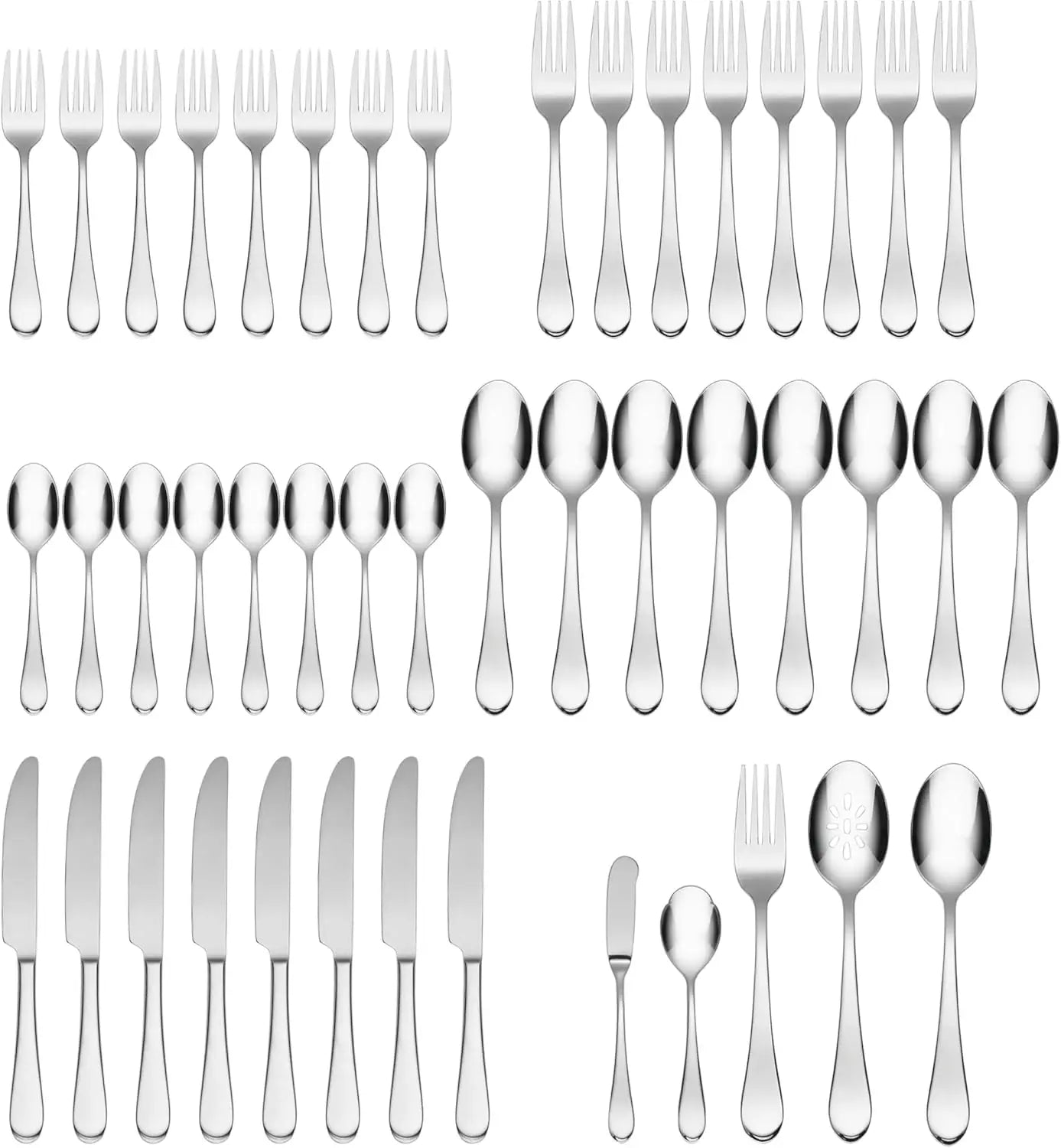 Simple & Elegant 45-Piece Flatware Set for 8 plus a 5-Piece Serving Set