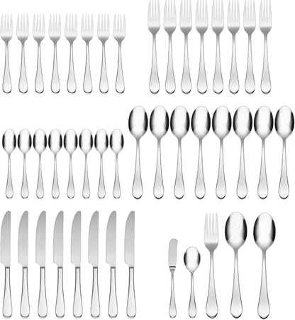 Simple & Elegant 45-Piece Flatware Set for 8 plus a 5-Piece Serving Set