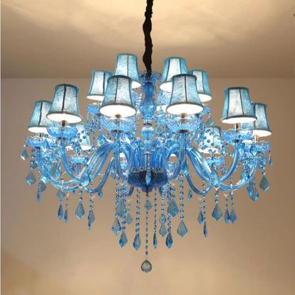 European Mediterranean Blue Crystal Chandelier