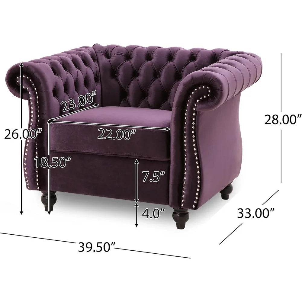 Luxurious Blackberry Velvet Chesterfield Chair