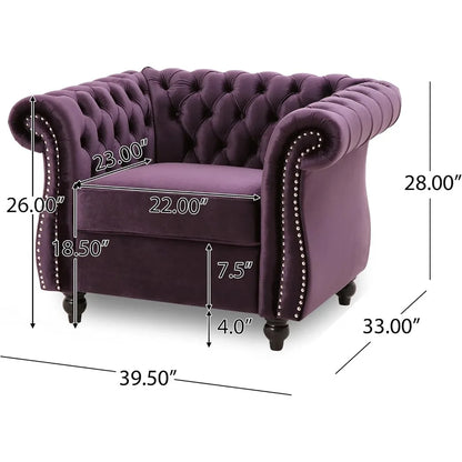 Luxurious Blackberry Velvet Chesterfield Chair
