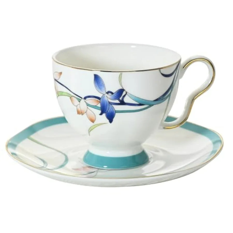 Group of Vintage Bone China Tea Cups displaying different floral designs.