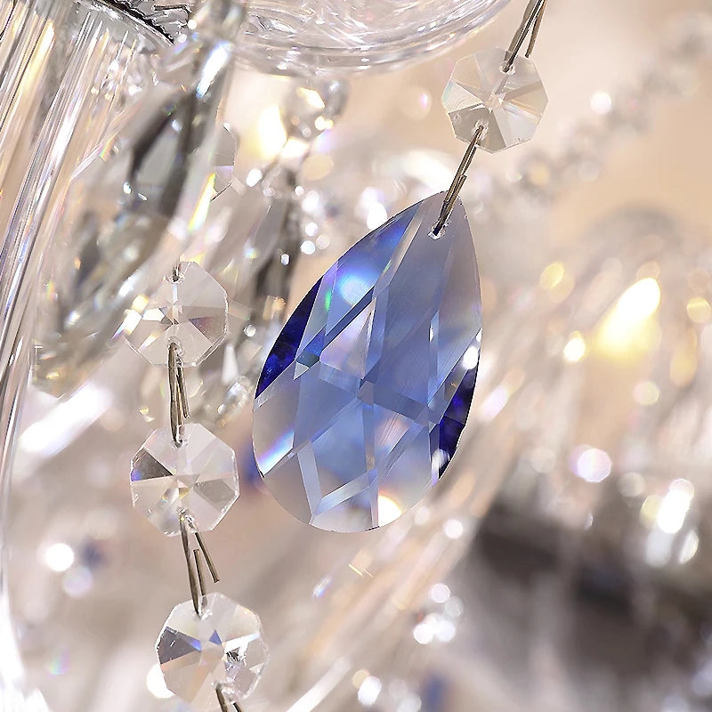 Luxurious & Romantic French Blue Crystal Pendant Chandelier