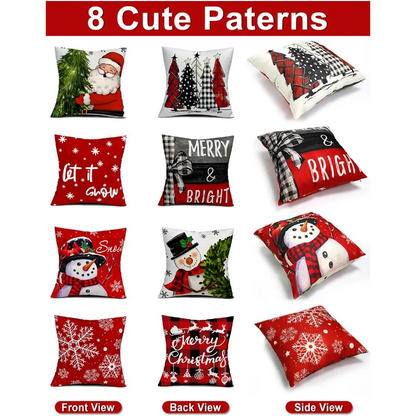 4 Double-Sided Print Christmas Pillow Covers 
