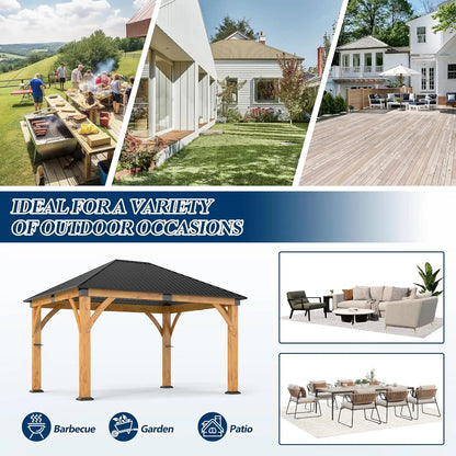 10 x 10 Gray Outdoor Wood Post Gazebo