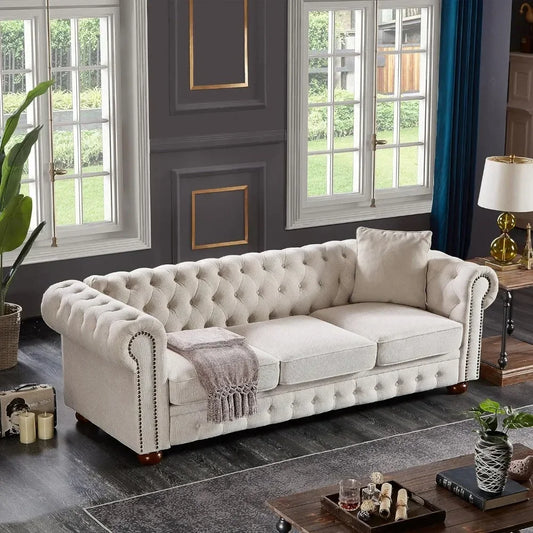 Classic & Luxurious 3-Seater Chesterfield Sofa w/Nailhead Trim